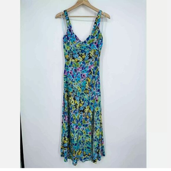 ZARA Floral Print V-Neck Midi Dress Sleeveless Flowy Size L NEW WITH TAG! - Picture 7 of 10